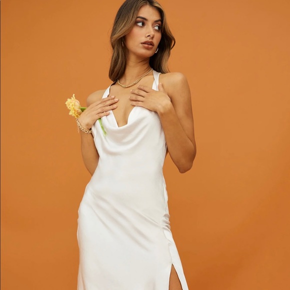 NWT Selfie Leslie Champagne Showers Halterneck Slip Midi Dress SOLD OUT ONLINE - Picture 4 of 4